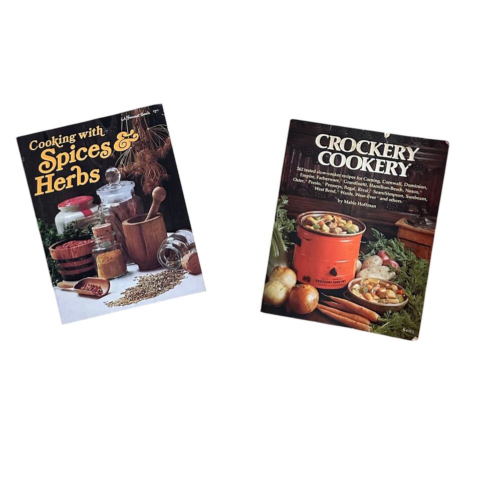 2 Vintage 70s Cooking Magazines Crockery Spices & Herbs Autumn Fall Epherma